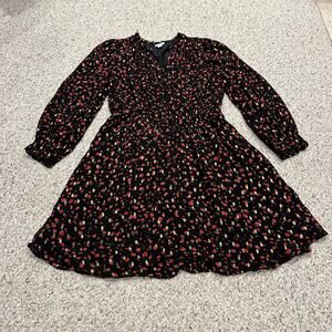 J Crew Metallic Rose Print Dress 6 Puff Sleeve Holiday Feminine Classic Party